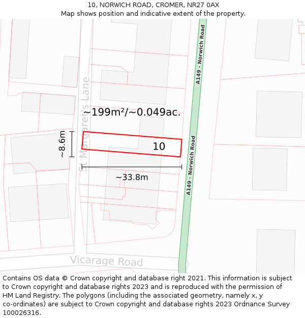 10, NORWICH ROAD, CROMER, NR27 0AX: Plot and title map