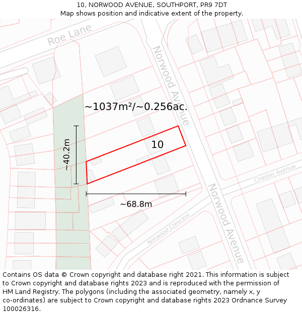 10, NORWOOD AVENUE, SOUTHPORT, PR9 7DT: Plot and title map