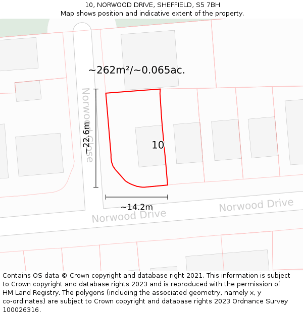 10, NORWOOD DRIVE, SHEFFIELD, S5 7BH: Plot and title map