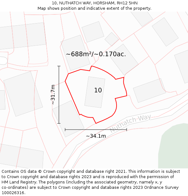 10, NUTHATCH WAY, HORSHAM, RH12 5HN: Plot and title map