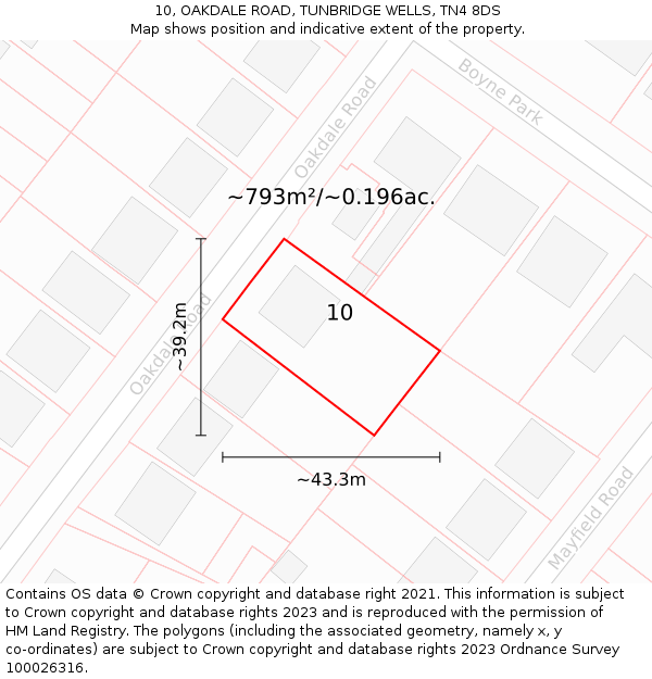 10, OAKDALE ROAD, TUNBRIDGE WELLS, TN4 8DS: Plot and title map