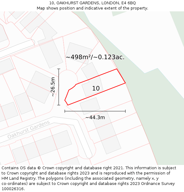 10, OAKHURST GARDENS, LONDON, E4 6BQ: Plot and title map