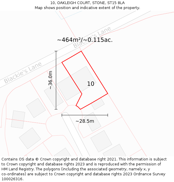 10, OAKLEIGH COURT, STONE, ST15 8LA: Plot and title map