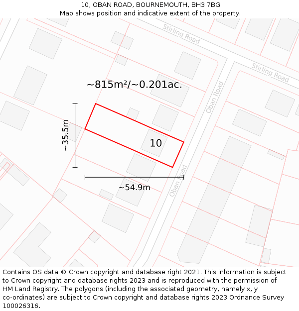 10, OBAN ROAD, BOURNEMOUTH, BH3 7BG: Plot and title map