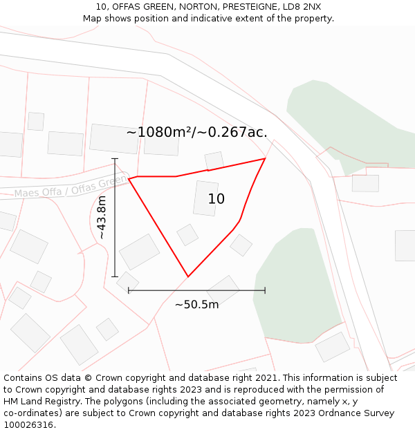 10, OFFAS GREEN, NORTON, PRESTEIGNE, LD8 2NX: Plot and title map