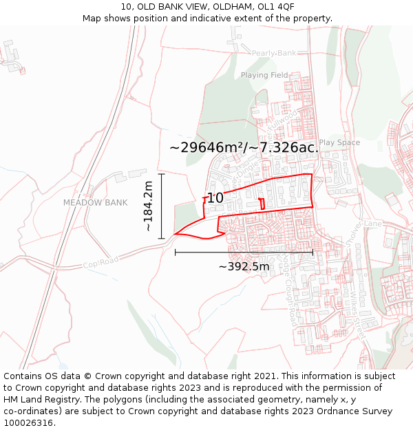 10, OLD BANK VIEW, OLDHAM, OL1 4QF: Plot and title map