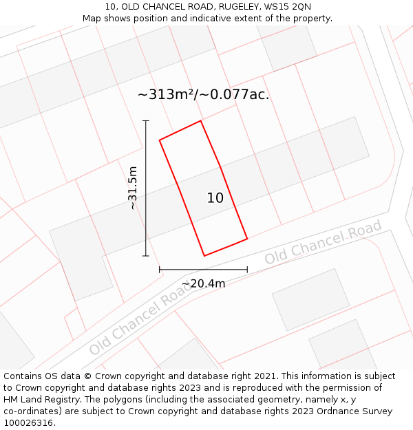 10, OLD CHANCEL ROAD, RUGELEY, WS15 2QN: Plot and title map