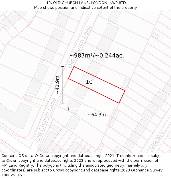 10, OLD CHURCH LANE, LONDON, NW9 8TD: Plot and title map