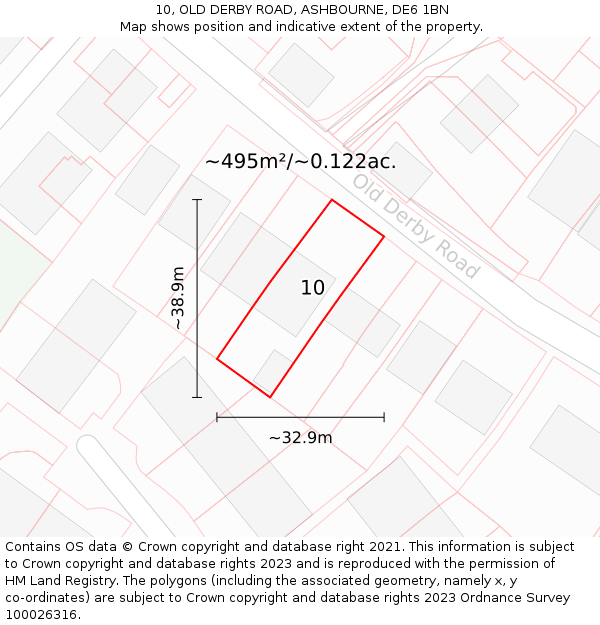 10, OLD DERBY ROAD, ASHBOURNE, DE6 1BN: Plot and title map