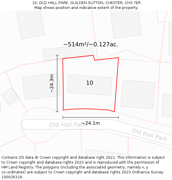 10, OLD HALL PARK, GUILDEN SUTTON, CHESTER, CH3 7ER: Plot and title map