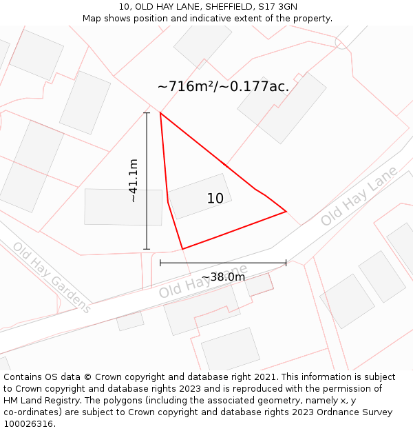 10, OLD HAY LANE, SHEFFIELD, S17 3GN: Plot and title map