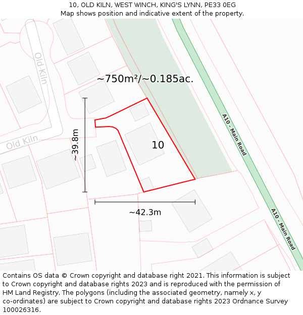 10, OLD KILN, WEST WINCH, KING'S LYNN, PE33 0EG: Plot and title map