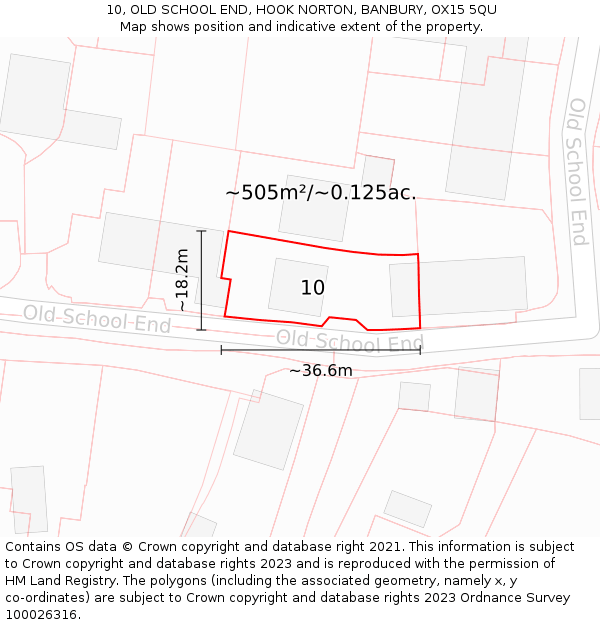 10, OLD SCHOOL END, HOOK NORTON, BANBURY, OX15 5QU: Plot and title map