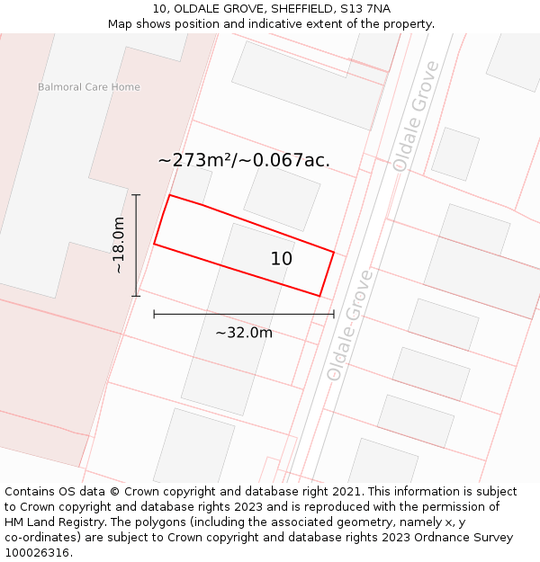 10, OLDALE GROVE, SHEFFIELD, S13 7NA: Plot and title map