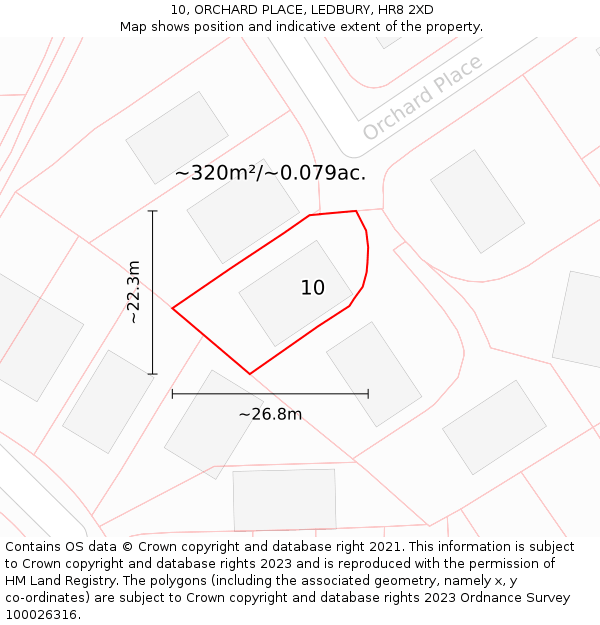 10, ORCHARD PLACE, LEDBURY, HR8 2XD: Plot and title map