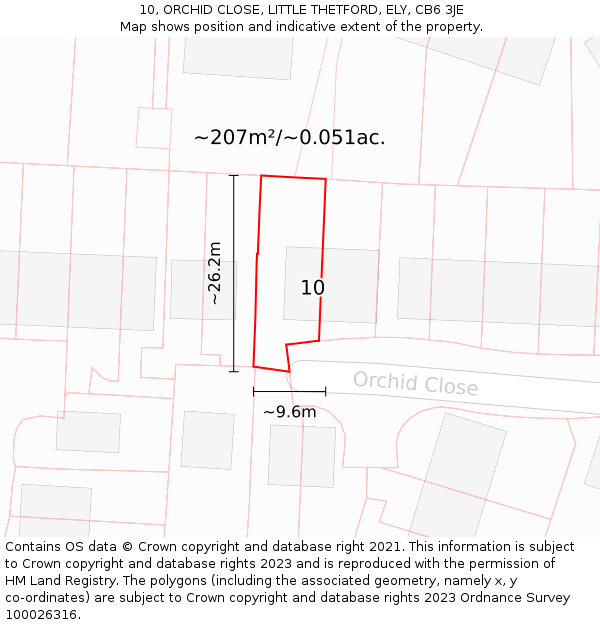 10, ORCHID CLOSE, LITTLE THETFORD, ELY, CB6 3JE: Plot and title map