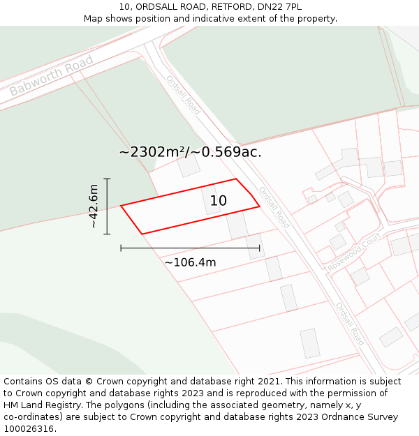 10, ORDSALL ROAD, RETFORD, DN22 7PL: Plot and title map