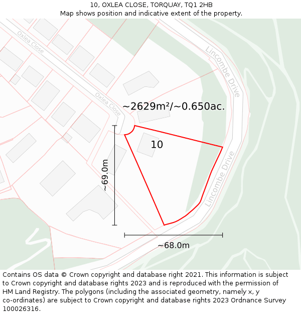 10, OXLEA CLOSE, TORQUAY, TQ1 2HB: Plot and title map