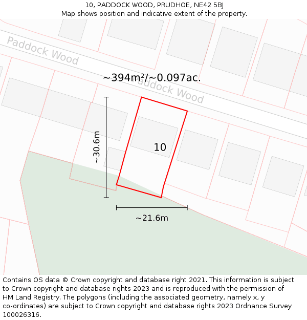 10, PADDOCK WOOD, PRUDHOE, NE42 5BJ: Plot and title map