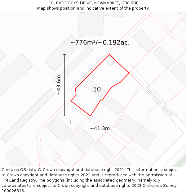 10, PADDOCKS DRIVE, NEWMARKET, CB8 9BE: Plot and title map