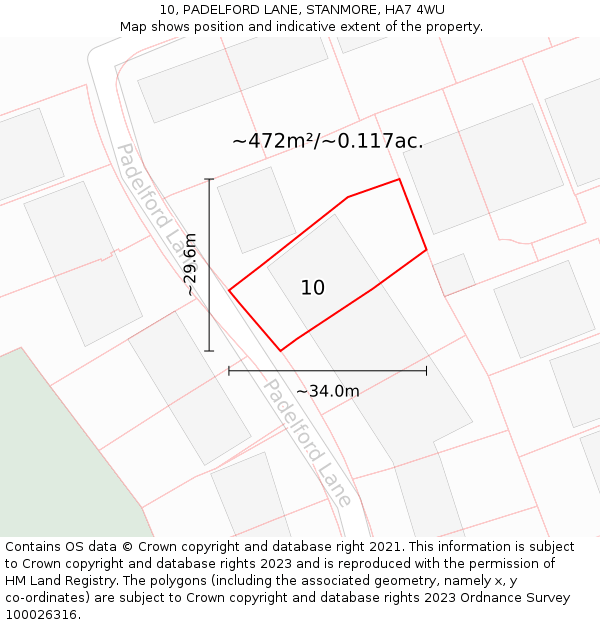 10, PADELFORD LANE, STANMORE, HA7 4WU: Plot and title map