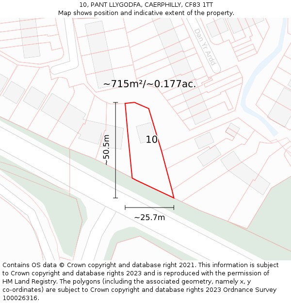 10, PANT LLYGODFA, CAERPHILLY, CF83 1TT: Plot and title map