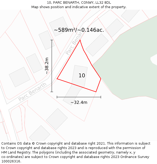 10, PARC BENARTH, CONWY, LL32 8DL: Plot and title map