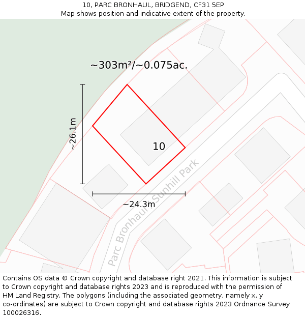 10, PARC BRONHAUL, BRIDGEND, CF31 5EP: Plot and title map
