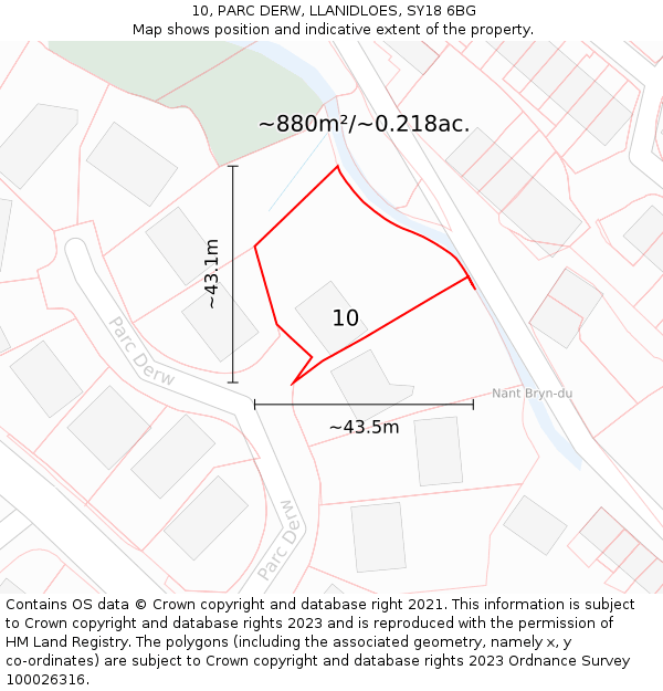 10, PARC DERW, LLANIDLOES, SY18 6BG: Plot and title map