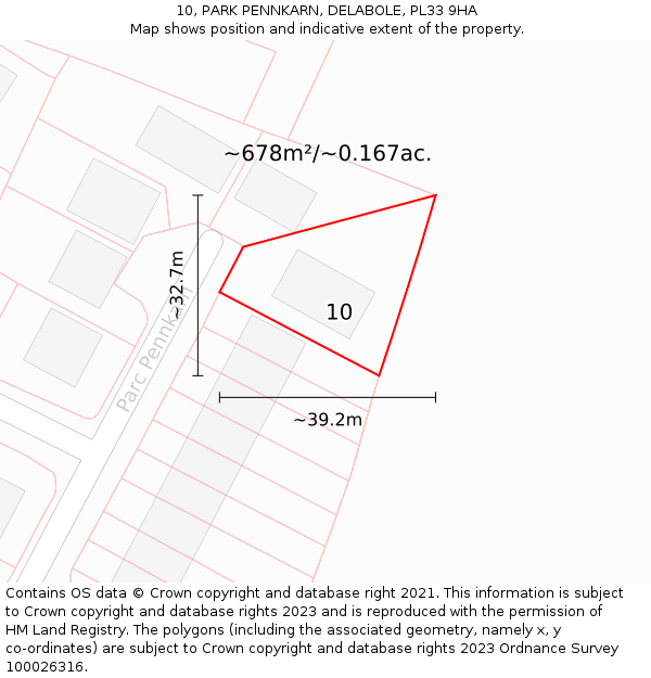 10, PARK PENNKARN, DELABOLE, PL33 9HA: Plot and title map