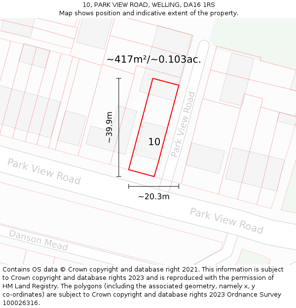 10, PARK VIEW ROAD, WELLING, DA16 1RS: Plot and title map