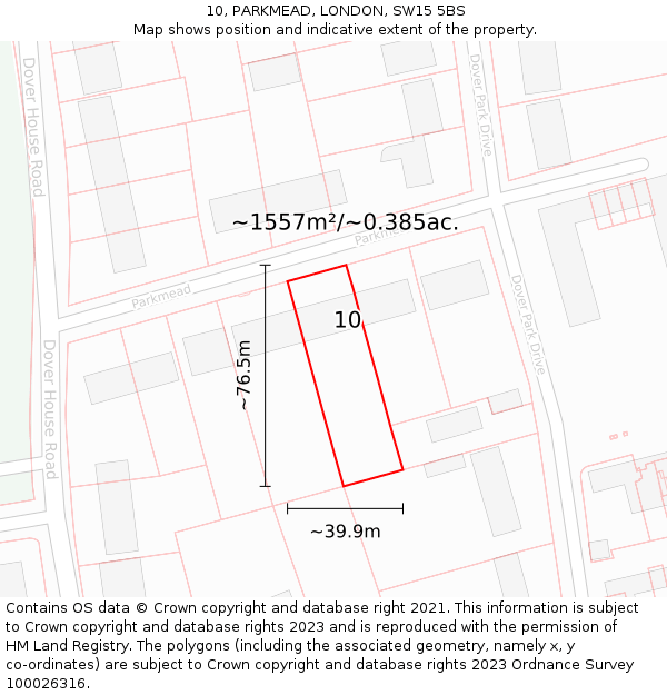 10, PARKMEAD, LONDON, SW15 5BS: Plot and title map
