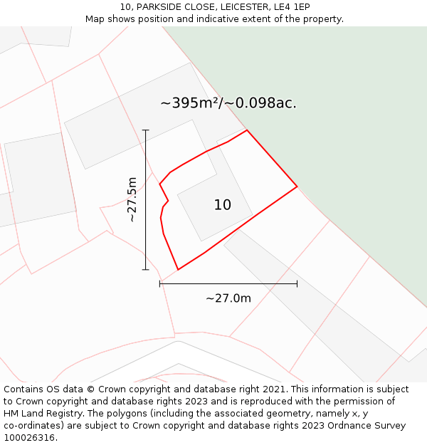 10, PARKSIDE CLOSE, LEICESTER, LE4 1EP: Plot and title map