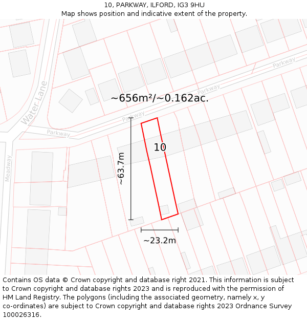 10, PARKWAY, ILFORD, IG3 9HU: Plot and title map