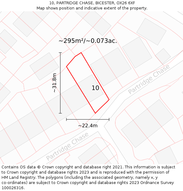 10, PARTRIDGE CHASE, BICESTER, OX26 6XF: Plot and title map