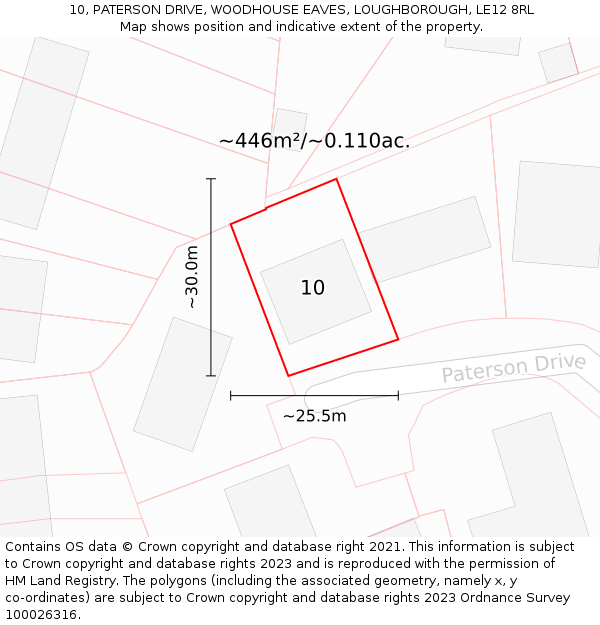 10, PATERSON DRIVE, WOODHOUSE EAVES, LOUGHBOROUGH, LE12 8RL: Plot and title map