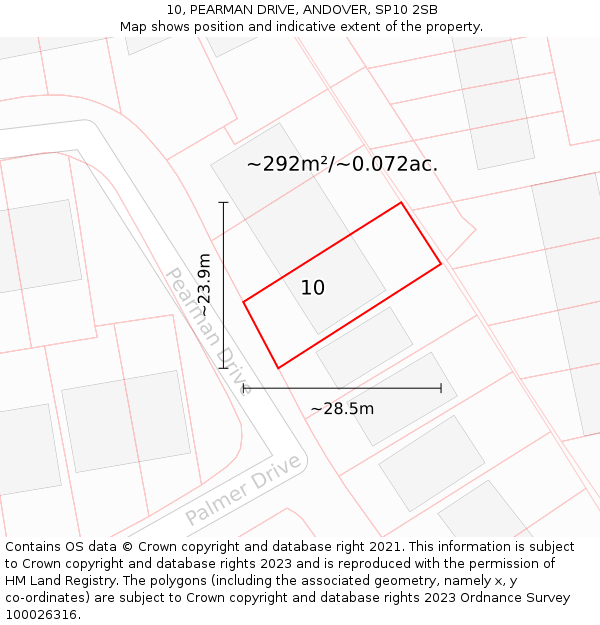 10, PEARMAN DRIVE, ANDOVER, SP10 2SB: Plot and title map