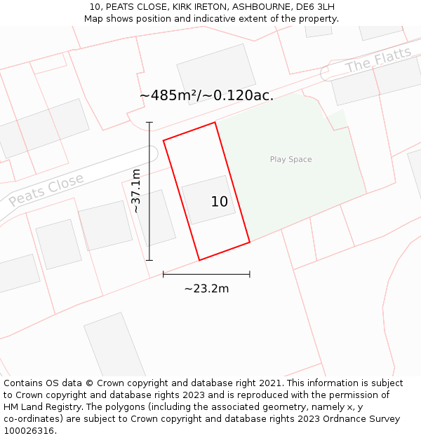 10, PEATS CLOSE, KIRK IRETON, ASHBOURNE, DE6 3LH: Plot and title map