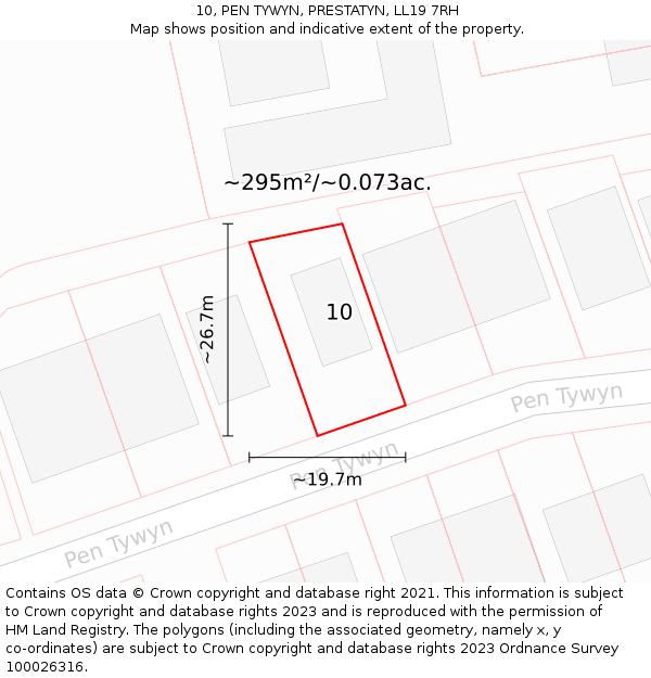 10, PEN TYWYN, PRESTATYN, LL19 7RH: Plot and title map