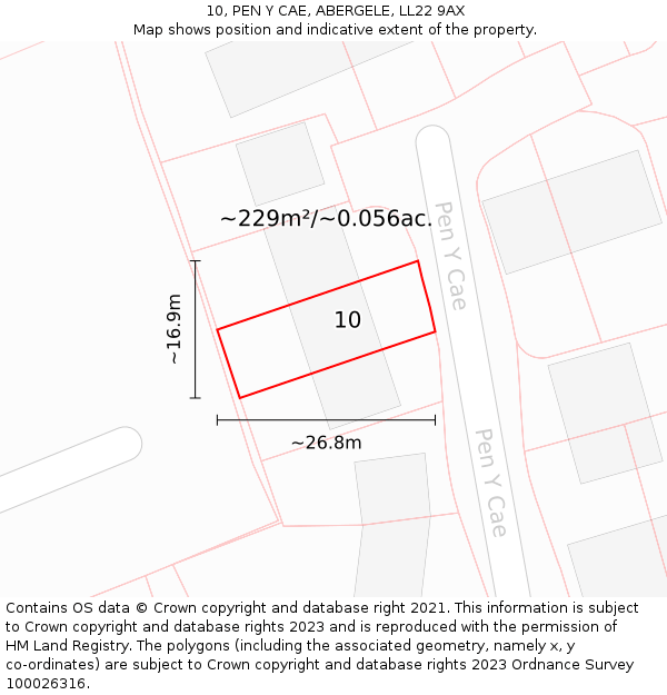 10, PEN Y CAE, ABERGELE, LL22 9AX: Plot and title map