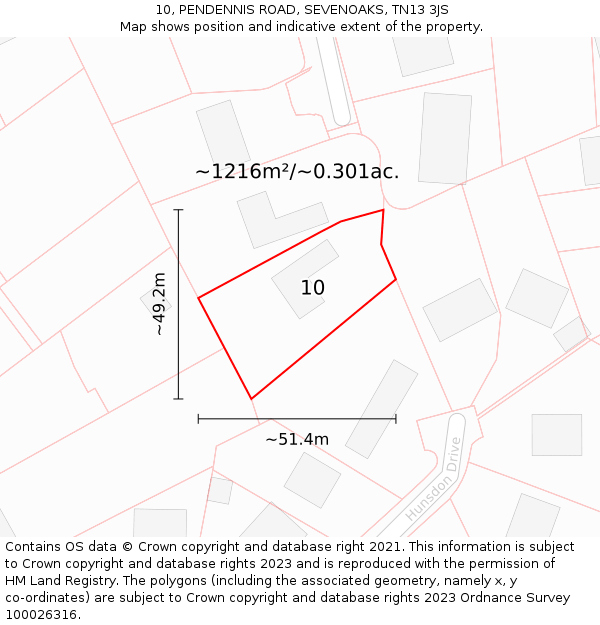 10, PENDENNIS ROAD, SEVENOAKS, TN13 3JS: Plot and title map