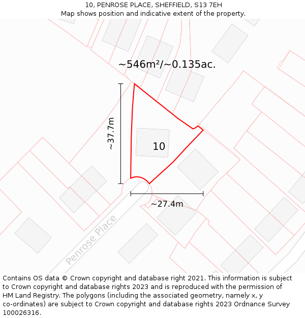 10, PENROSE PLACE, SHEFFIELD, S13 7EH: Plot and title map