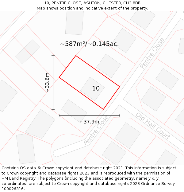 10, PENTRE CLOSE, ASHTON, CHESTER, CH3 8BR: Plot and title map