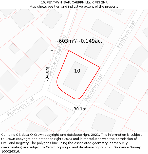 10, PENTWYN ISAF, CAERPHILLY, CF83 2NR: Plot and title map