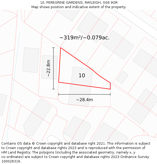 10, PEREGRINE GARDENS, RAYLEIGH, SS6 9GR: Plot and title map