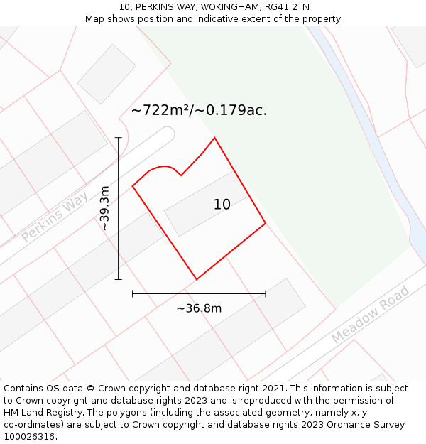 10, PERKINS WAY, WOKINGHAM, RG41 2TN: Plot and title map