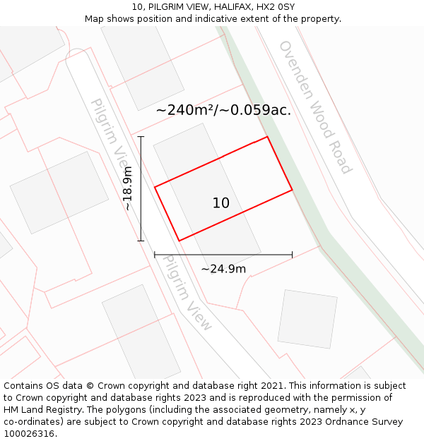 10, PILGRIM VIEW, HALIFAX, HX2 0SY: Plot and title map