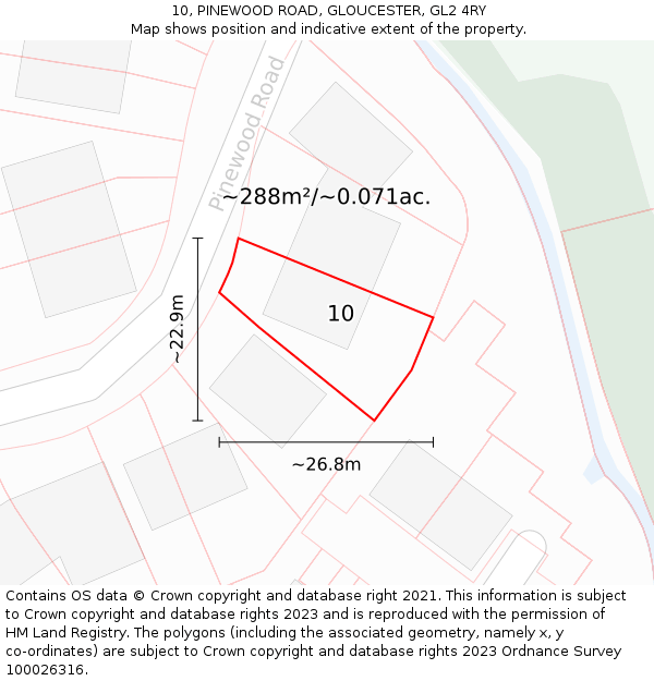 10, PINEWOOD ROAD, GLOUCESTER, GL2 4RY: Plot and title map