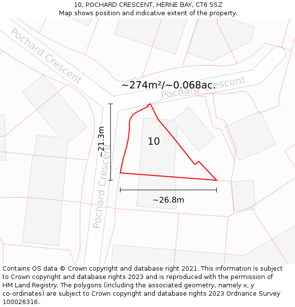 10, POCHARD CRESCENT, HERNE BAY, CT6 5SZ: Plot and title map