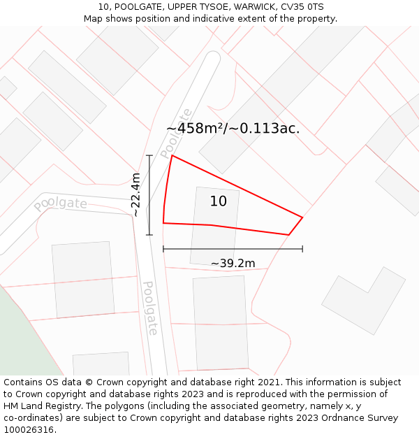 10, POOLGATE, UPPER TYSOE, WARWICK, CV35 0TS: Plot and title map